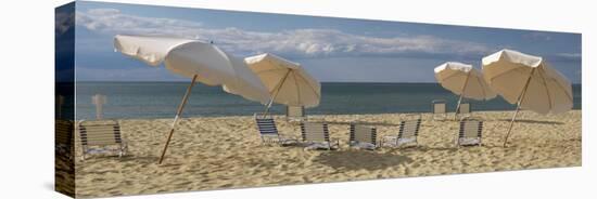 Deck Chairs and Beach Umbrellas on the Beach, Jetties Beach, Nantucket, Massachusetts, USA-null-Premier Image Canvas