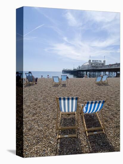 Deck Chairs and Pier, Brighton Beach, Brighton, Sussex, England, United Kingdom-Ethel Davies-Premier Image Canvas