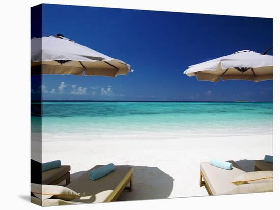 Deck Chairs and Tropical Beach, Maldives, Indian Ocean, Asia-Sakis Papadopoulos-Premier Image Canvas