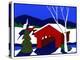 Decorated Christmas Tree Next to Covered Bridge-Crockett Collection-Premier Image Canvas