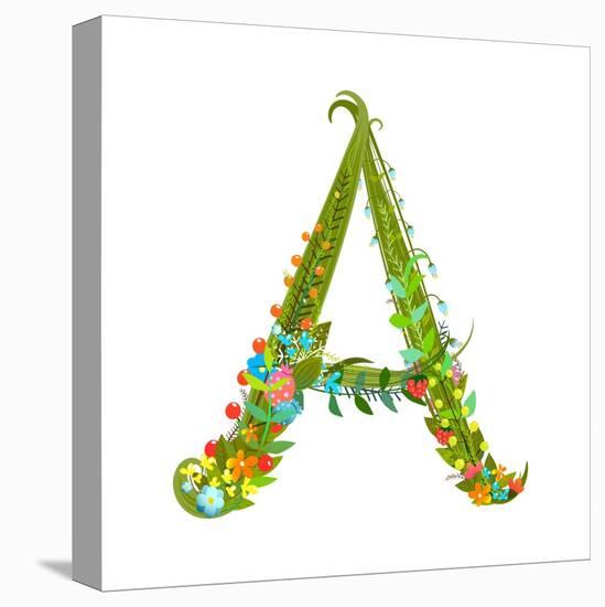Decorative Botanical Elegant Alphabet Letter A.-Popmarleo-Stretched Canvas
