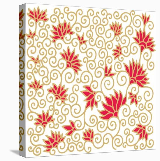 Decorative Floral Composition with Pomegranate Flowers-aniana-Stretched Canvas