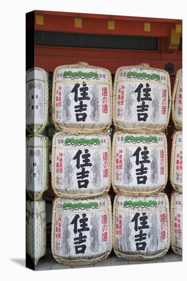 Decorative Sake Barrels at Shinto Shrine of Sumiyoshi Taisha, Osaka, Kansai, Japan-Ian Trower-Premier Image Canvas