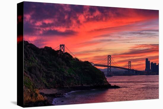 Deep Red Sunset at Treasure Island, San Francisco Bay Bridge-Vincent James-Premier Image Canvas