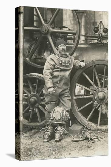 Deep Sea Diver with Giant Pump-null-Stretched Canvas