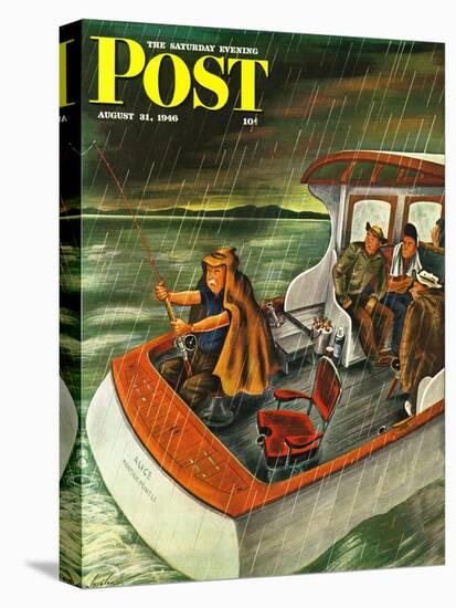 "Deep Sea Fishing in Rain," Saturday Evening Post Cover, August 31, 1946-Constantin Alajalov-Premier Image Canvas