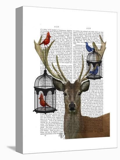 Deer and Bird Cages-Fab Funky-Stretched Canvas