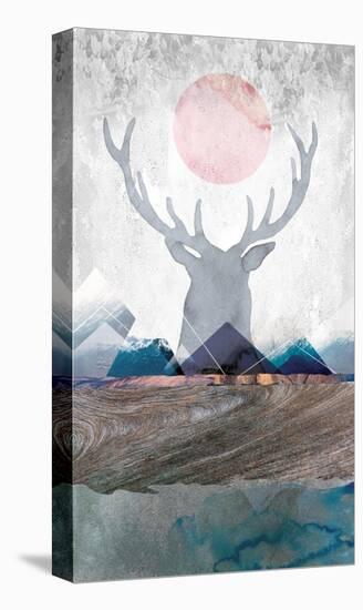 Deer and Mountains 2-Louis Duncan-He-Stretched Canvas