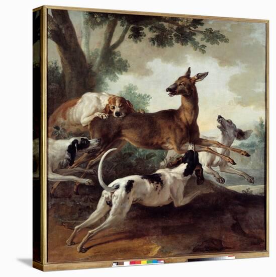 Deer Chased by Dogs. Hunting Scene, 1725 (Oil on Canvas)-Jean-Baptiste Oudry-Premier Image Canvas