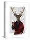 Deer in Smoking Jacket-Fab Funky-Stretched Canvas