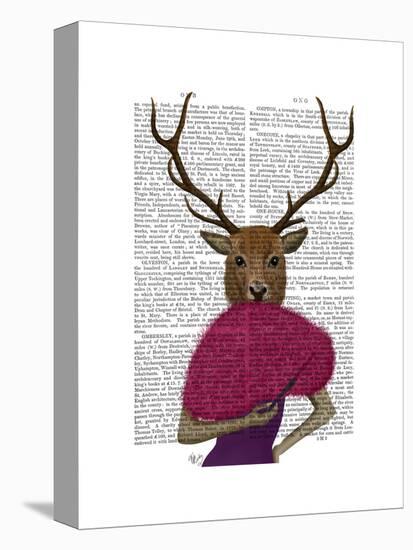 Deer with Fan, Portrait-Fab Funky-Stretched Canvas