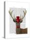 Deer with Red Top Hat and Moustache-Fab Funky-Stretched Canvas