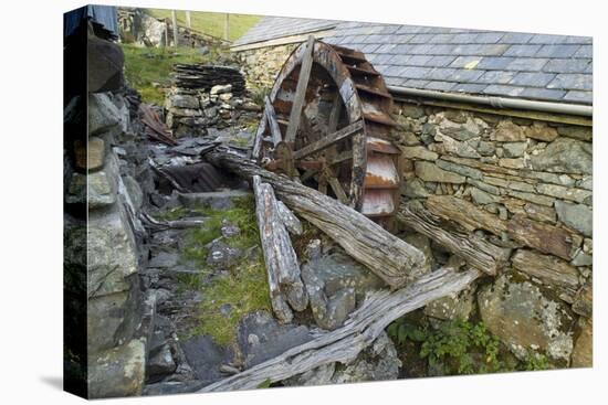 Defunct Undershot Waterwheel on Old Mill Ruin on Welsh Hillside-null-Premier Image Canvas