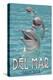 Del Mar, California - Dolphins-Lantern Press-Stretched Canvas