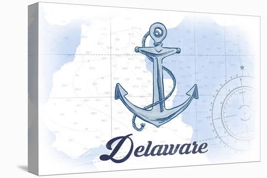 Delaware - Anchor - Blue - Coastal Icon-Lantern Press-Stretched Canvas