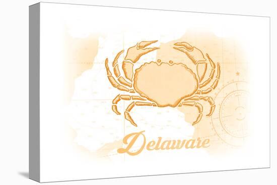 Delaware - Crab - Yellow - Coastal Icon-Lantern Press-Stretched Canvas