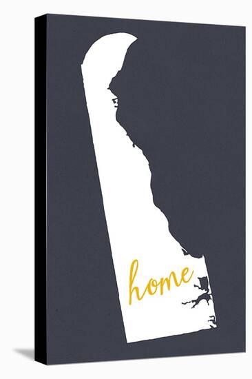 Delaware - Home State - White on Gray-Lantern Press-Stretched Canvas