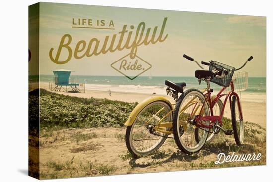 Delaware - Life is a Beautiful Ride - Beach Cruisers-Lantern Press-Stretched Canvas
