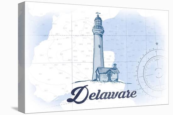 Delaware - Lighthouse - Blue - Coastal Icon-Lantern Press-Stretched Canvas