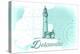 Delaware - Lighthouse - Teal - Coastal Icon-Lantern Press-Stretched Canvas