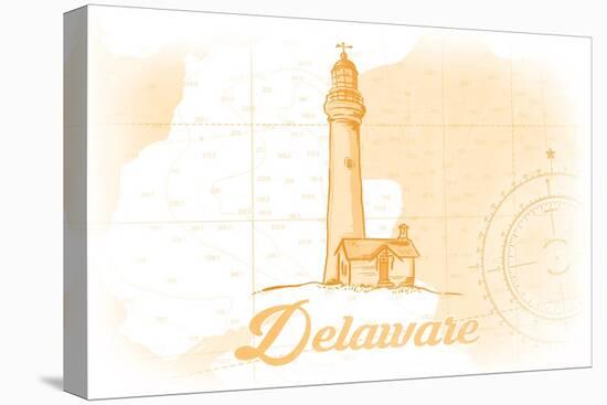 Delaware - Lighthouse - Yellow - Coastal Icon-Lantern Press-Stretched Canvas