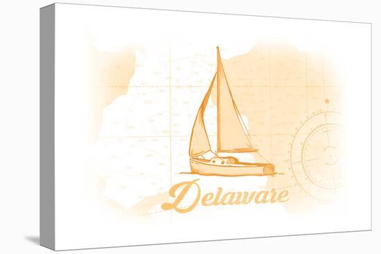 Delaware - Sailboat - Yellow - Coastal Icon-Lantern Press-Stretched Canvas