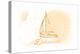 Delaware - Sailboat - Yellow - Coastal Icon-Lantern Press-Stretched Canvas