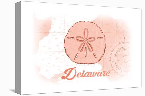 Delaware - Sand Dollar - Coral - Coastal Icon-Lantern Press-Stretched Canvas