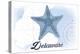 Delaware - Starfish - Blue - Coastal Icon-Lantern Press-Stretched Canvas