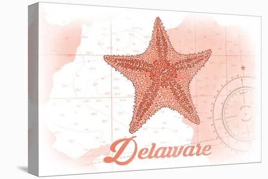 Delaware - Starfish - Coral - Coastal Icon-Lantern Press-Stretched Canvas