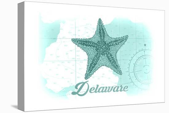 Delaware - Starfish - Teal - Coastal Icon-Lantern Press-Stretched Canvas