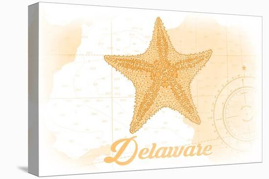 Delaware - Starfish - Yellow - Coastal Icon-Lantern Press-Stretched Canvas