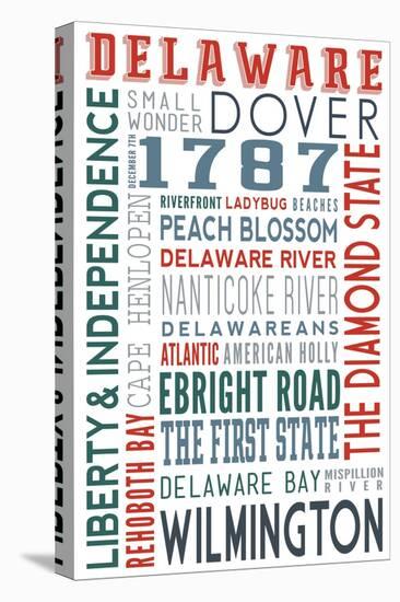 Delaware - Typography-Lantern Press-Stretched Canvas