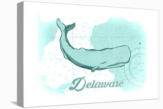Delaware - Whale - Teal - Coastal Icon-Lantern Press-Stretched Canvas