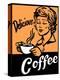 Delicious Coffee Sign-Bigelow Illustrations-Stretched Canvas