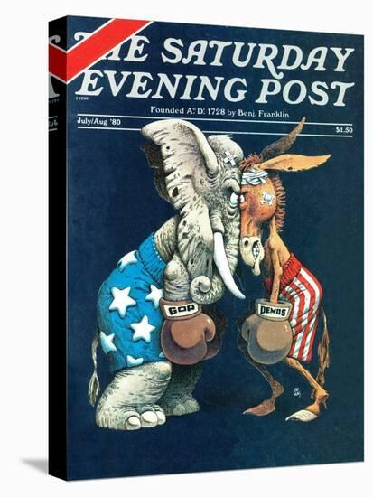 "Democrats vs. Republicans," Saturday Evening Post Cover, July/Aug 1980-BB Sams-Premier Image Canvas
