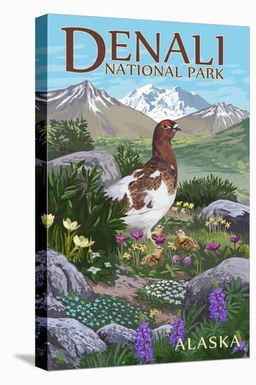 Denali National Park, Alaska - Ptarmigan-Lantern Press-Stretched Canvas