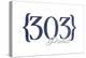 Denver, Colorado - 303 Area Code (Blue)-Lantern Press-Stretched Canvas