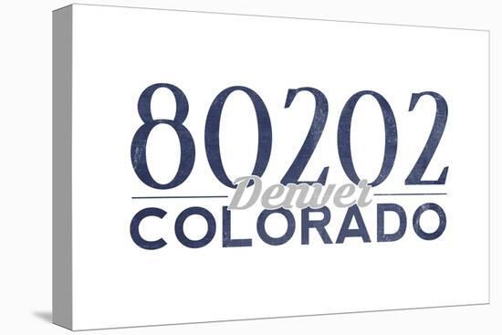 Denver, Colorado - 80202 Zip Code (Blue)-Lantern Press-Stretched Canvas
