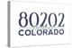 Denver, Colorado - 80202 Zip Code (Blue)-Lantern Press-Stretched Canvas