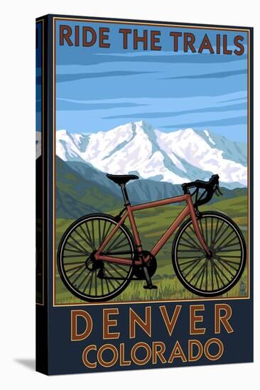Denver, Colorado - Mountain Bike Scene-Lantern Press-Stretched Canvas