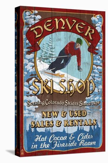 Denver, Colorado - Ski Shop Vintage Sign-Lantern Press-Stretched Canvas