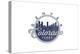 Denver, Colorado - Skyline Seal (Blue)-Lantern Press-Stretched Canvas