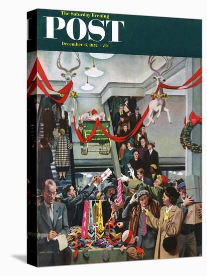 "Department Store at Christmas" Saturday Evening Post Cover, December 6, 1952-John Falter-Premier Image Canvas
