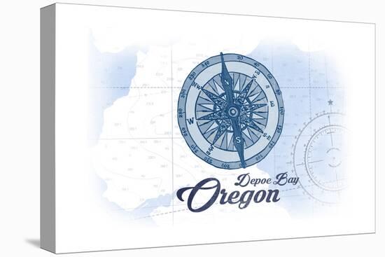 Depoe Bay, Oregon - Compass - Blue - Coastal Icon-Lantern Press-Stretched Canvas