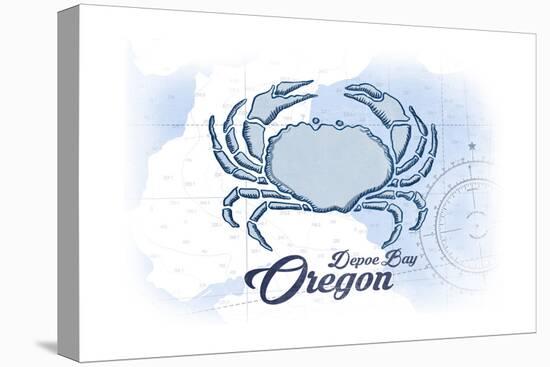 Depoe Bay, Oregon - Crab - Blue - Coastal Icon-Lantern Press-Stretched Canvas