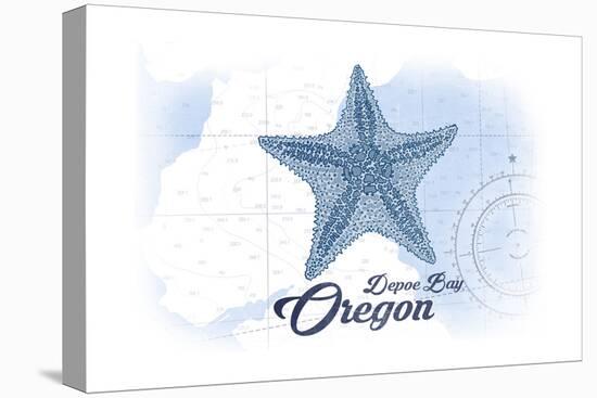 Depoe Bay, Oregon - Starfish - Blue - Coastal Icon-Lantern Press-Stretched Canvas
