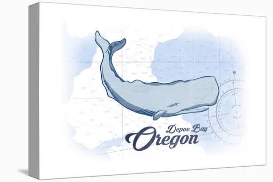 Depoe Bay, Oregon - Whale - Blue - Coastal Icon-Lantern Press-Stretched Canvas