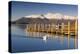 Derwent Water and snow capped Skiddaw from Lodor Hotel Jetty, Borrowdale, Lake District National Pa-John Potter-Premier Image Canvas