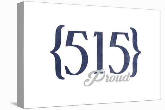 Des Moines, Iowa - 515 Area Code (Blue)-Lantern Press-Stretched Canvas